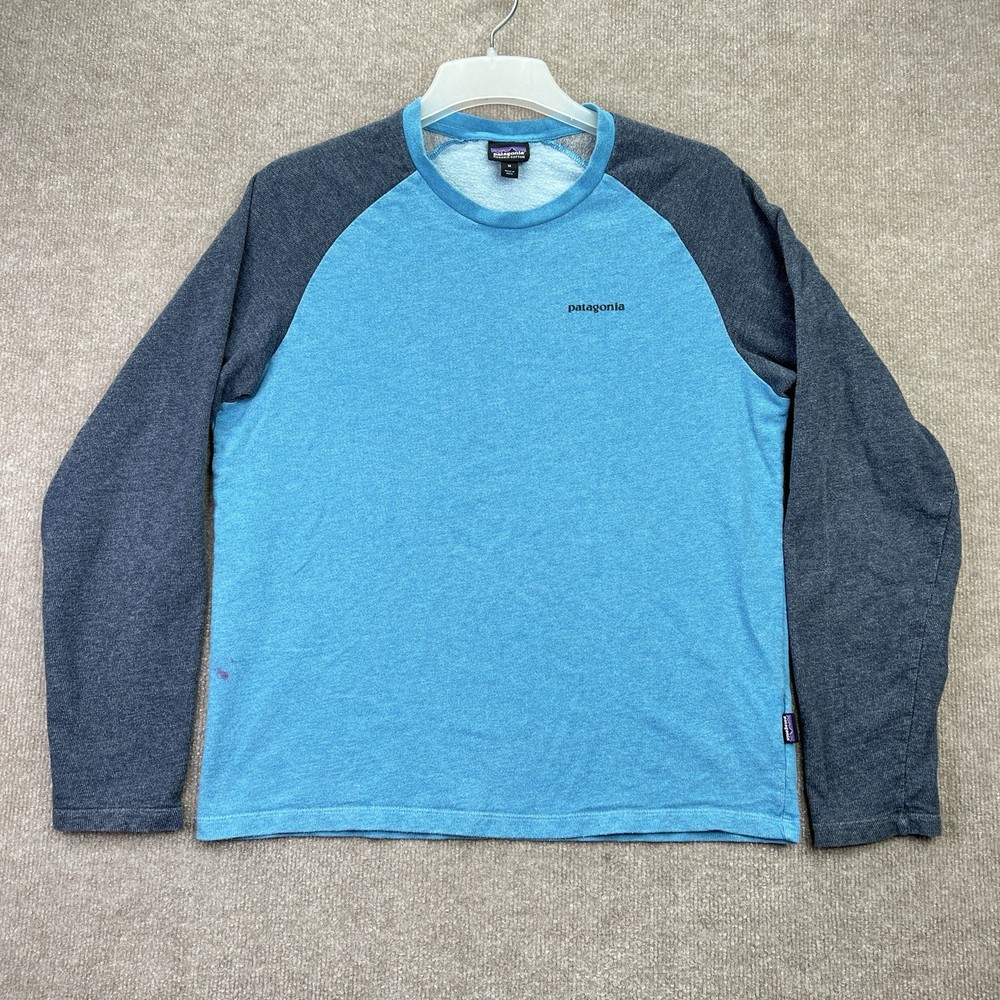 Patagonia Mens M Lightweight Blue Gray Logo Crew Sweatshirt P-6 39485