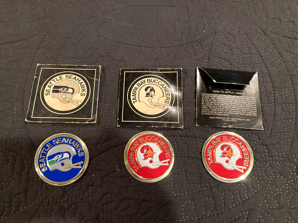 Lot of 3 AVON NFL Football Decals RARE Tampa Bay Buccaneers Seattle Seahawks