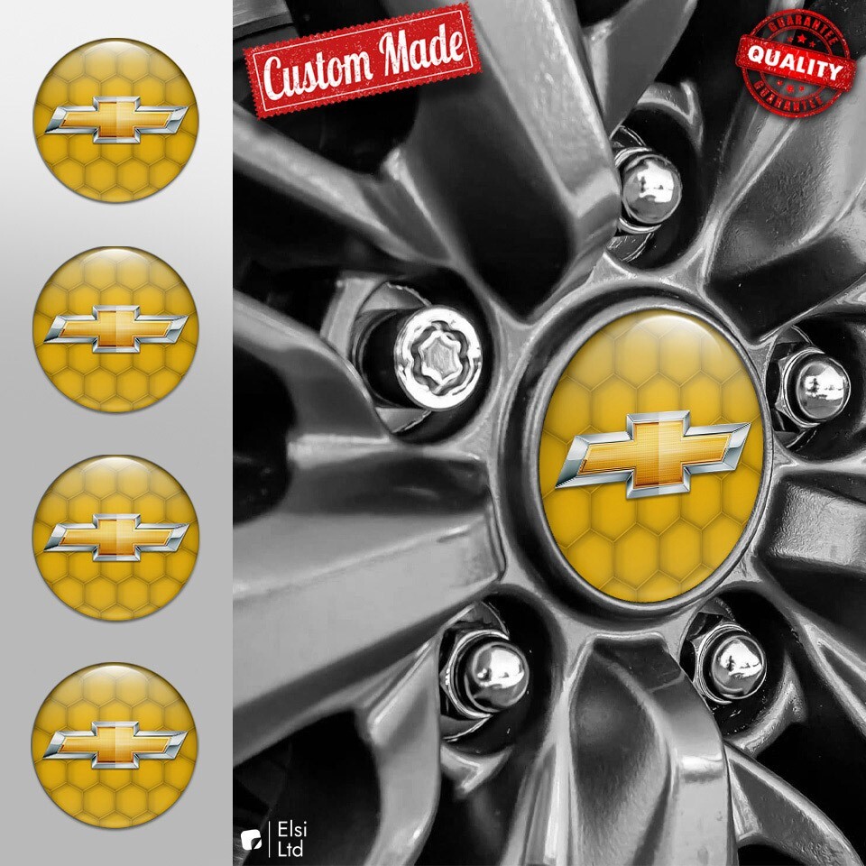 Custom Chevrolet Wheel Cap Emblems - 4-Piece Set for Rims