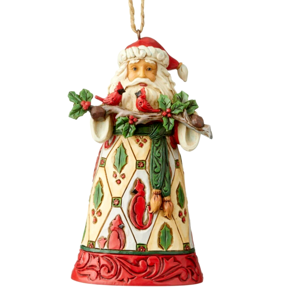 ღ New JIM SHORE Christmas Ornament SANTA WITH CARDINALS Red Birds Holiday Tree