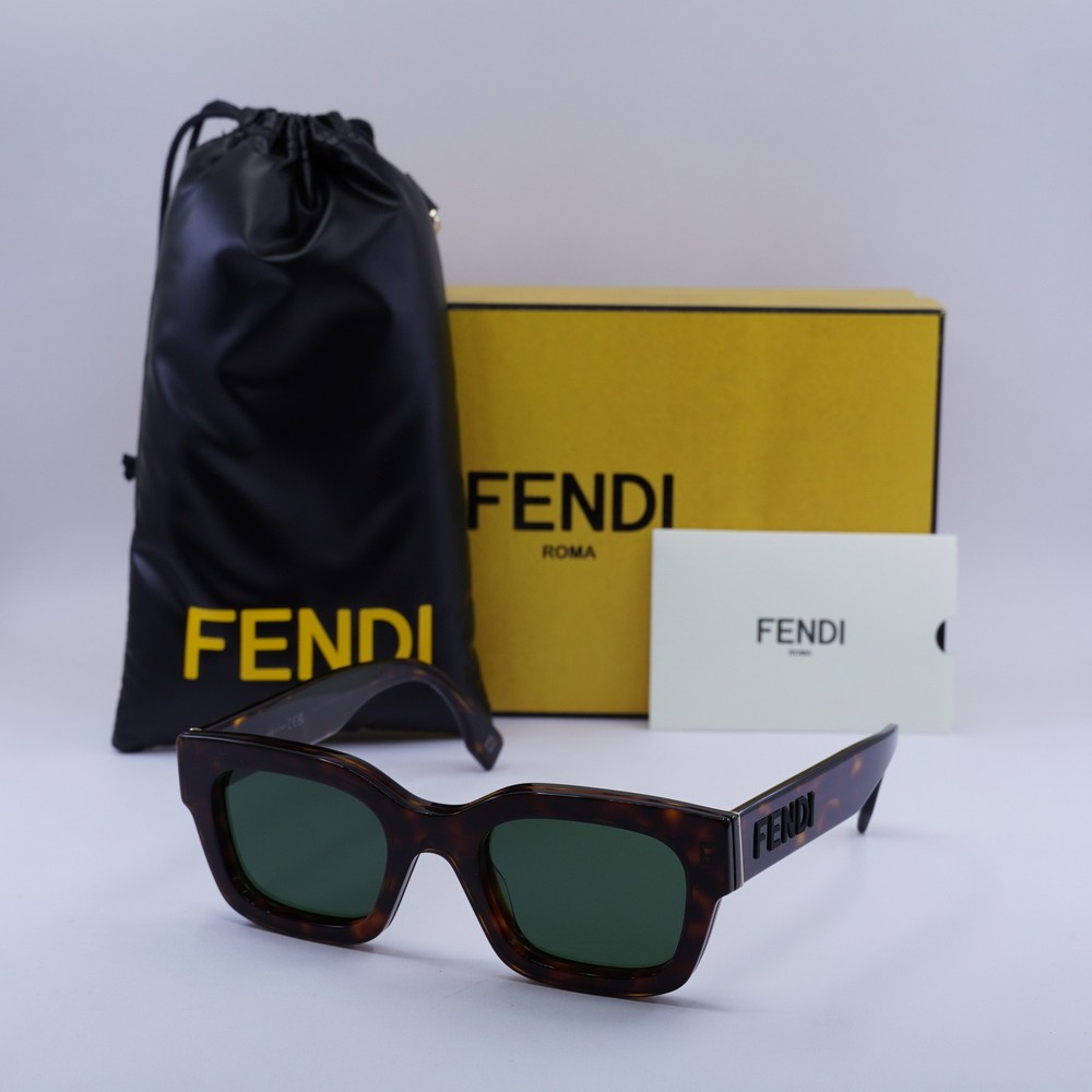 Fendi FE40119I 54N Dark Havana/Green 50-22-150 Sunglasses New Authentic