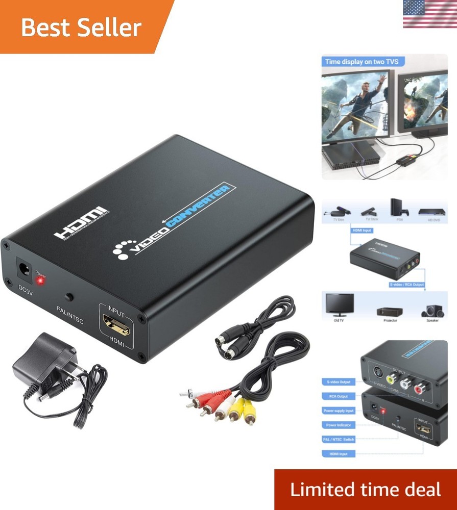 HDMI to S-Video & RCA Composite Converter for Projectors & TVs - Includes Cables