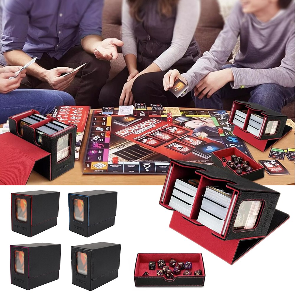 Trading Game Cards Box 260+ Trading Card Storage Box PU Leather Deck Case