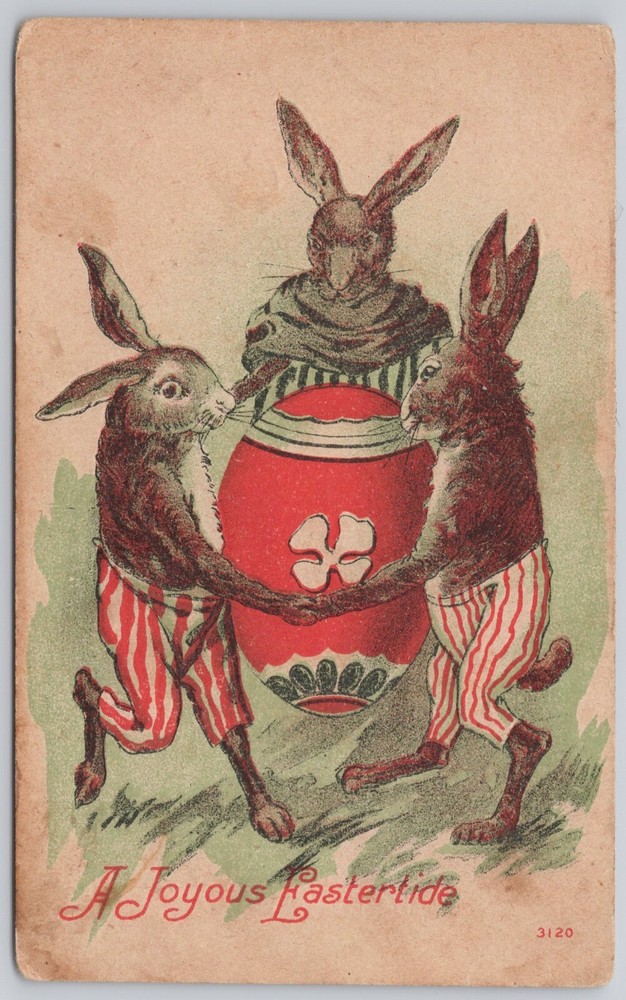 Easter Greetings Divided Back Postcard Rabbit Egg Bunny