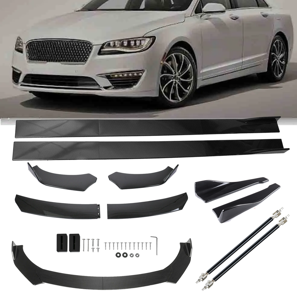 Front Lip Chin Bumper Side Skirt For Lincoln MKZ Carbon Fiber Bod Kit