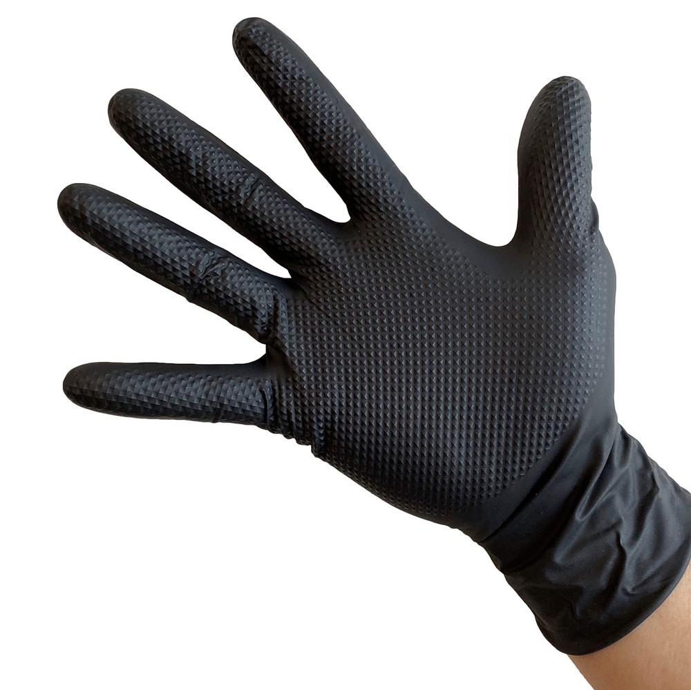 UltraBlack-3D Nitrile Exam Gloves, Size LARGE, Medical Grade, 6 MIL, Diamond-...