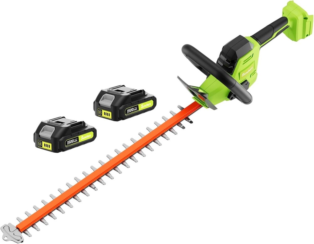 20V Max Cordless Hedge Trimmer 22 Inch with 2 Green Batteries