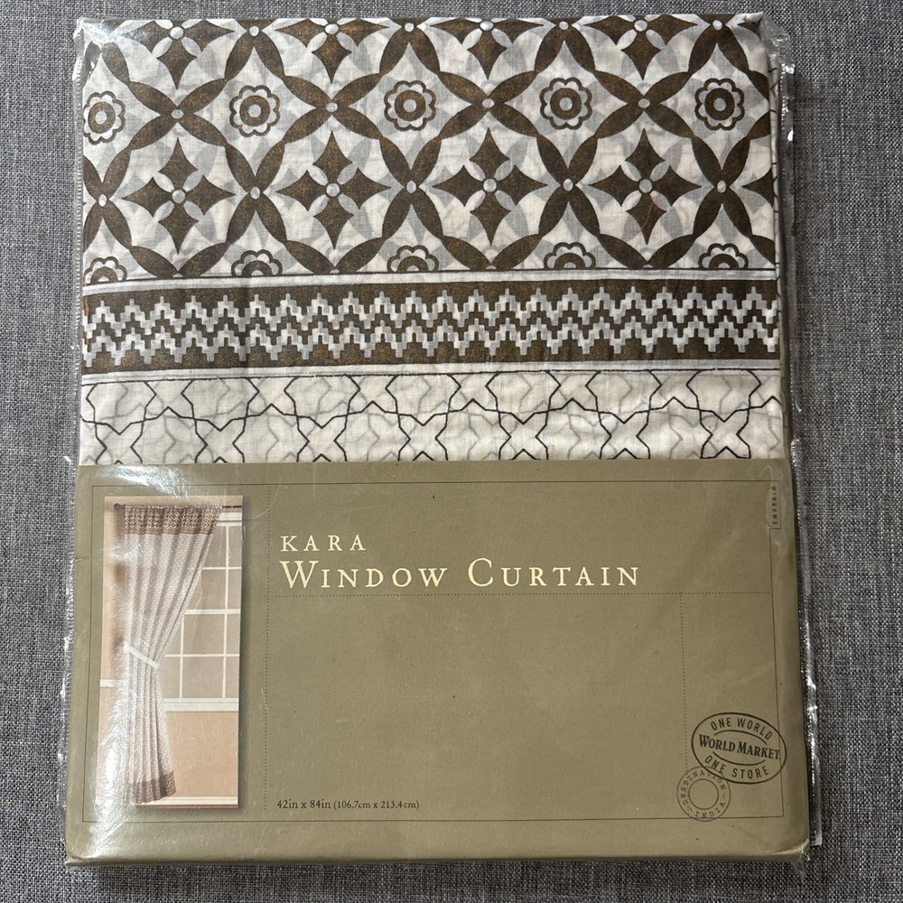 World Market Kara Window Curtain Panel 42” x 84” 100% Cotton Geometric Boho