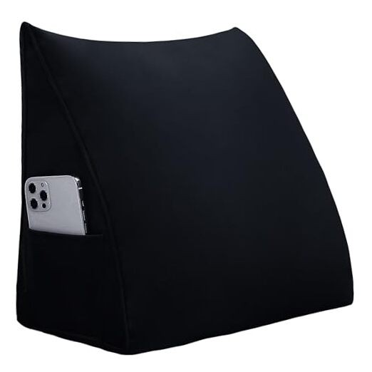 60cm Black Wedge Pillow Headboard for Reading & Back Support