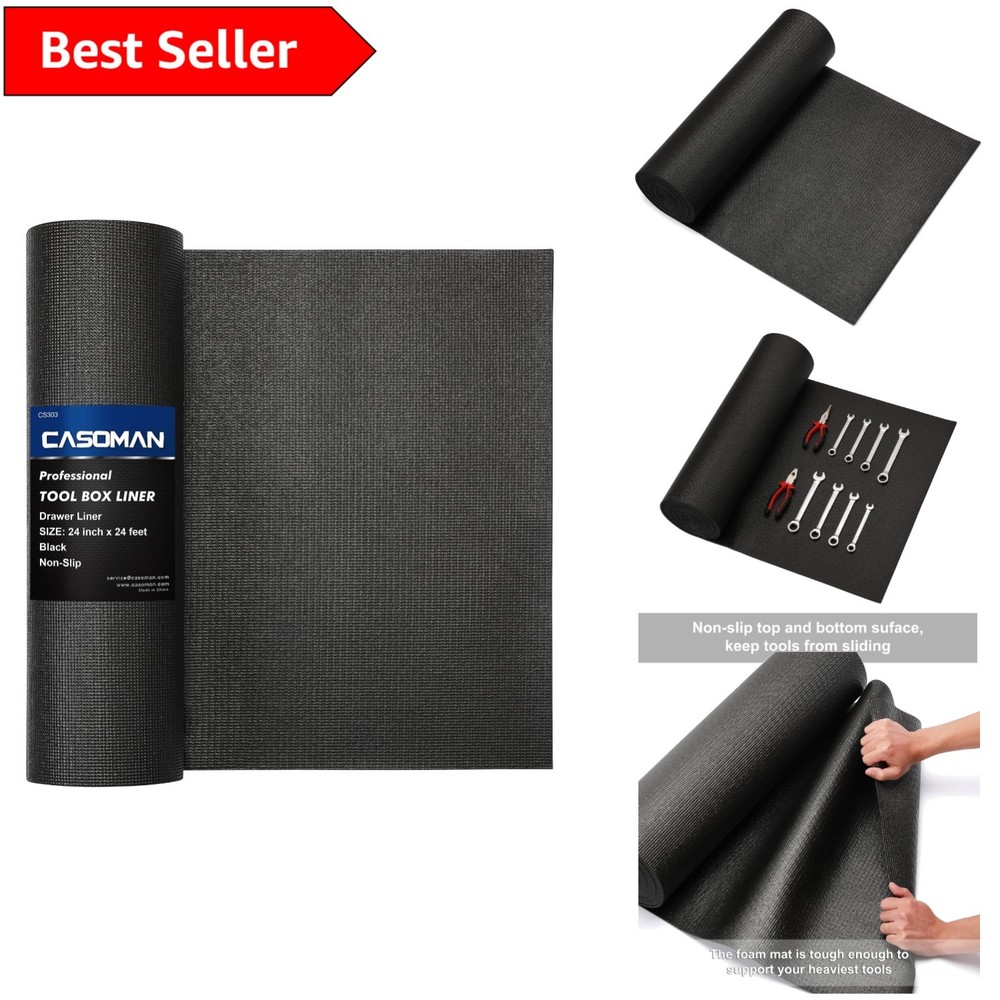 Non-Slip Durable Foam Rubber Toolbox Drawer Liner 24x24 Inch
