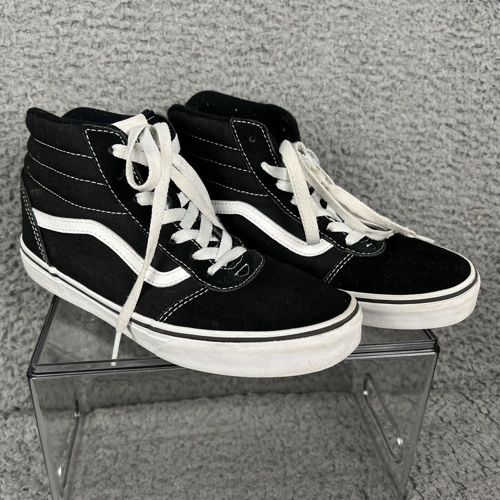 Vans Sk8-Hi Old School Black/White High Top Canvas Sneakers Youth 5/Womens 6