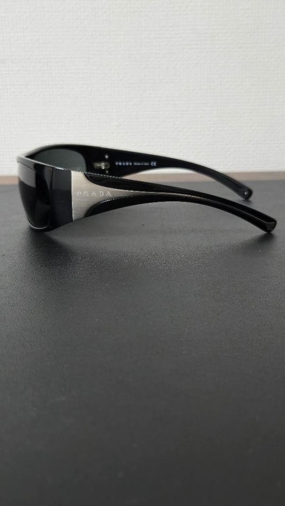Prada Black Silver Logo VPR Sunglasses for Men and Women