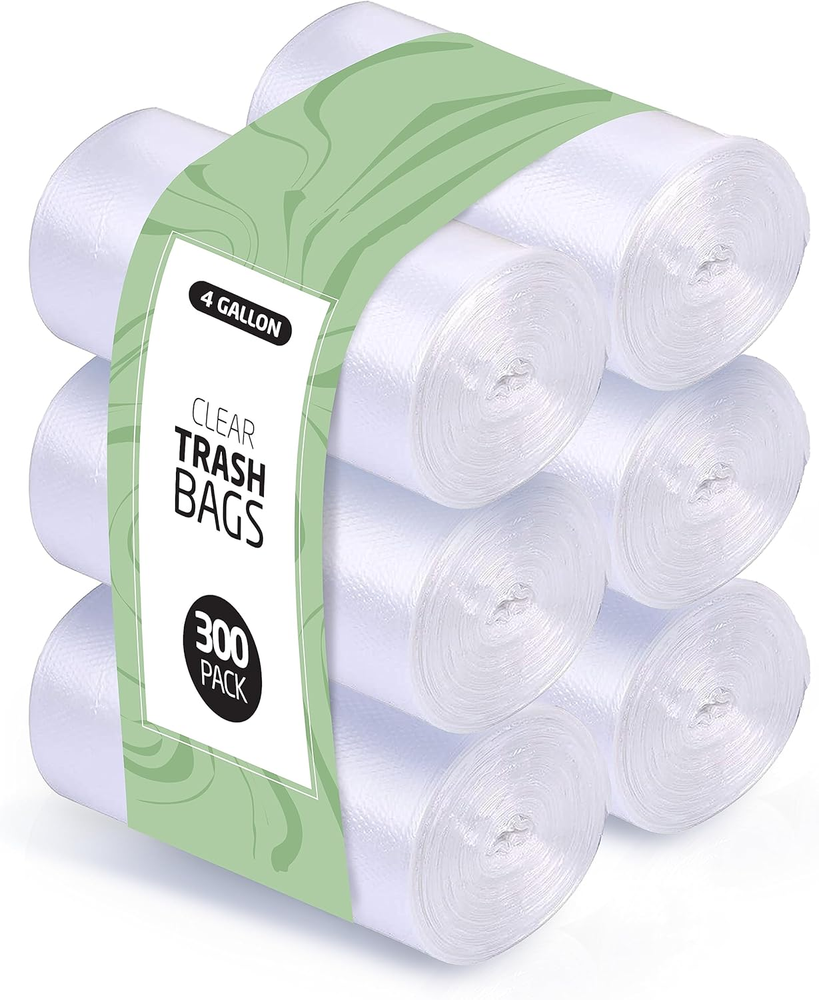 4 Gallon Trash Bags - 300 Small Mini Garbage Bags | 17