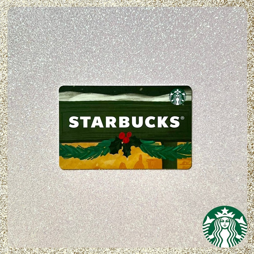 🎄☕ 2025 Starbucks Christmas Storefront w/ Garland & Holly Gift Card in Mint