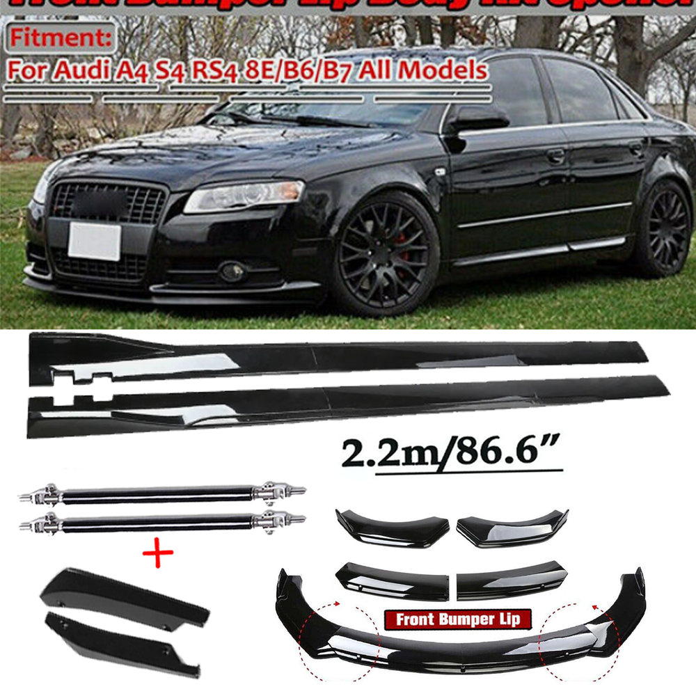 Front Bumper Spoiler Body Kit /Side Skirt For Audi A4 S4 A5 8E B6 B7 Glossy