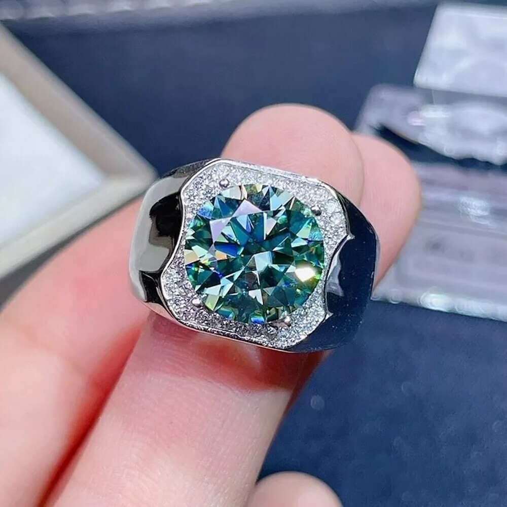 5.80 Ct Blue Round Cut Diamond Ring 925 Silver for Wedding or Anniversary