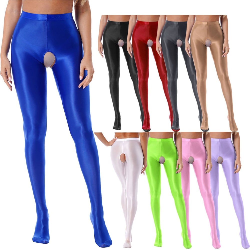 Womens Shiny Oil Pantyhose Ultra Tights High Waist Shimmery Socks Footed Pants