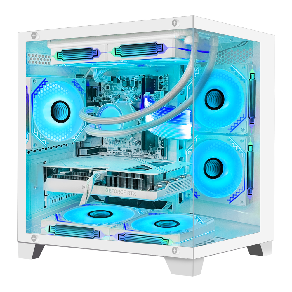 H.E. Gaming PC with AMD Ryzen 5 5600X RTX 4060 8GB 16GB RAM 1TB M.2 SSD Liquid Cooling