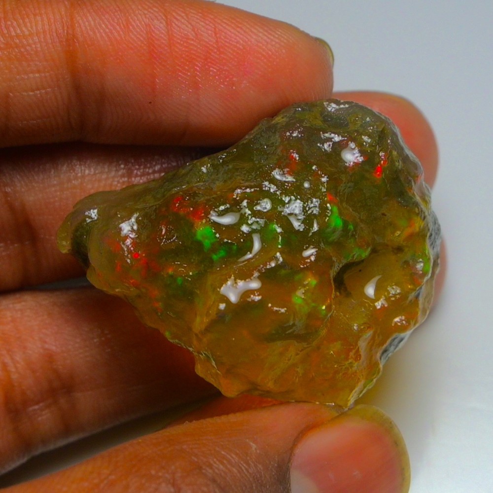 HUGE 91.40 Cts Natural Ethiopian Opal Rough - Multi Fire Welo Opal Raw Crystal