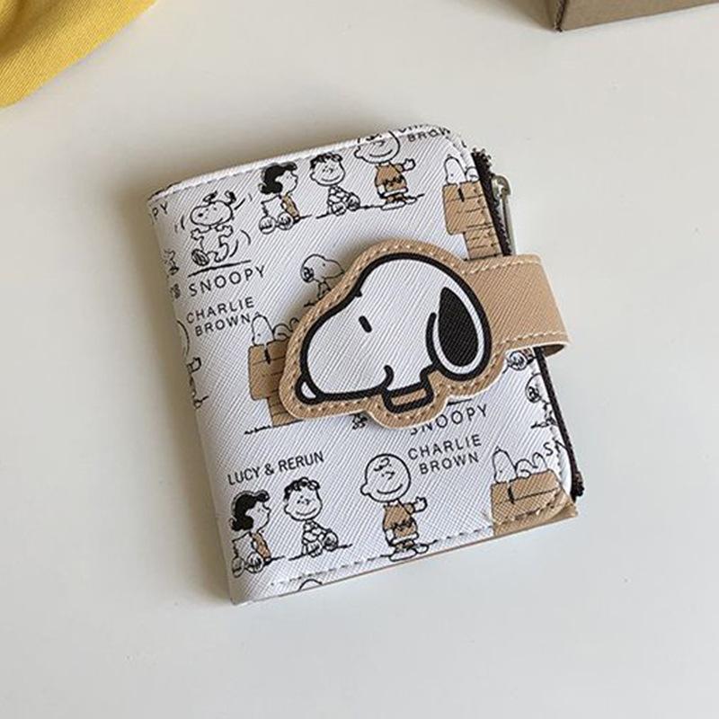 Snoopy Short Wallet with Coin Purse ID Holder and Multiple Card Slots for Students