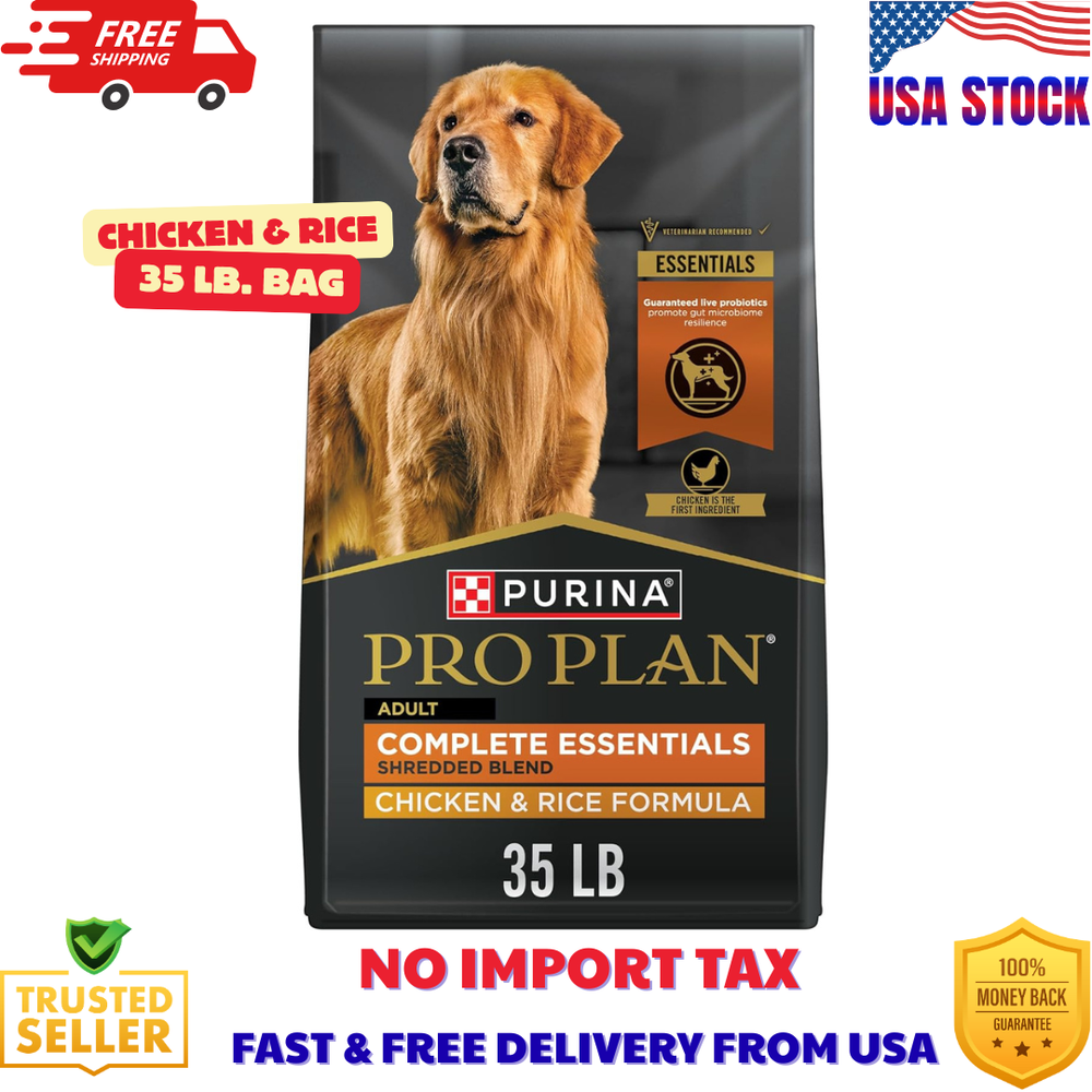 Purina Pro Plan Adult Shredded Blend Chicken & Rice Formula Dry Dog Food, 35 lb