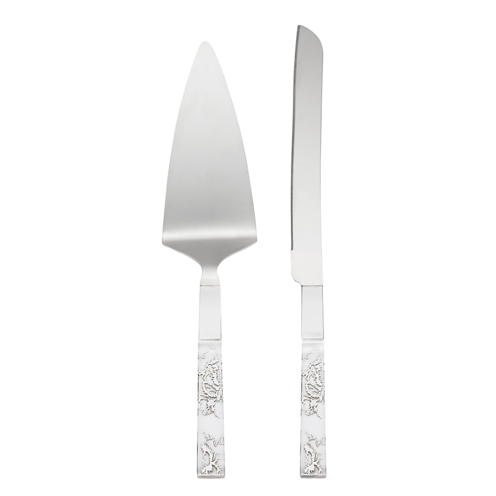 Silver Peony 2-Piece Dessert Set in Metallic Finish, 0.65 LB