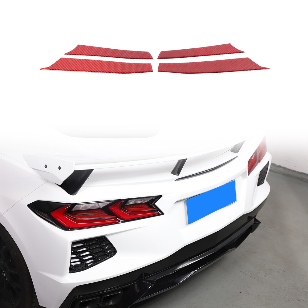 Red Carbon Fiber Exterior Rear Tail Light Lamp Cover Trim For Corvette C8 20-24