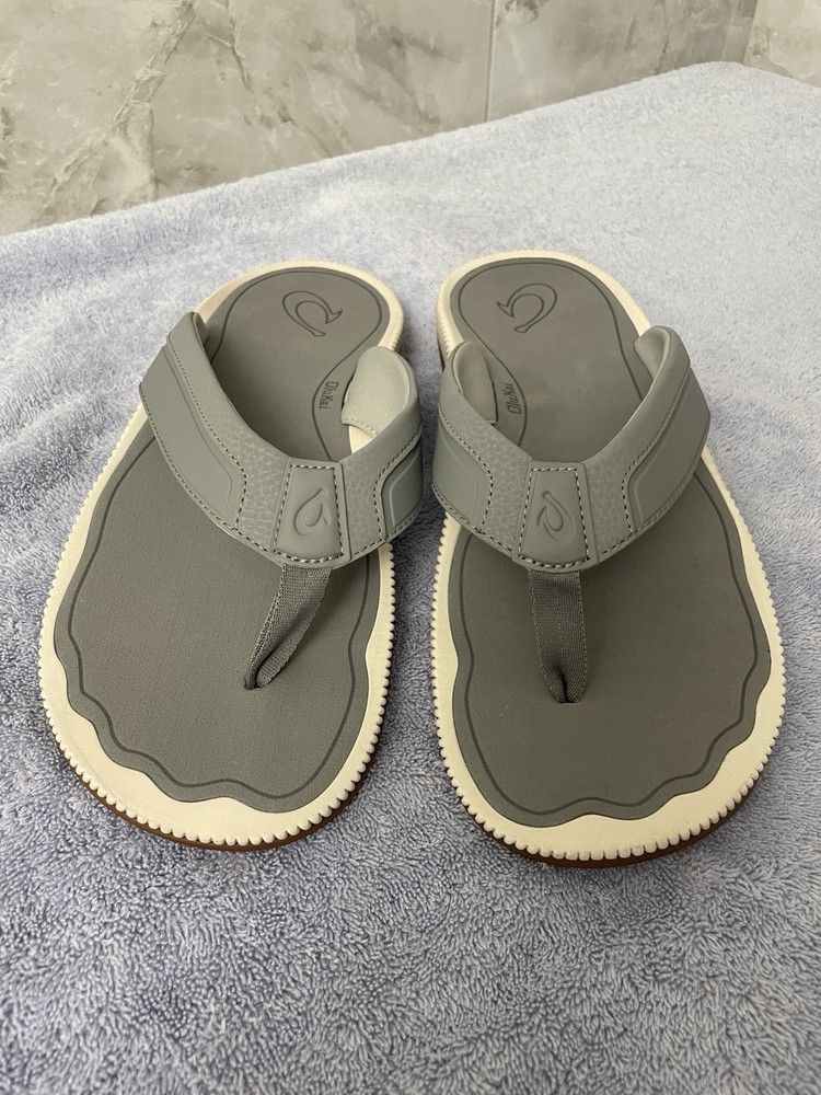 OluKai Kukulu Poi Hawaiian Flip Flops Gray Mens Size 13/46