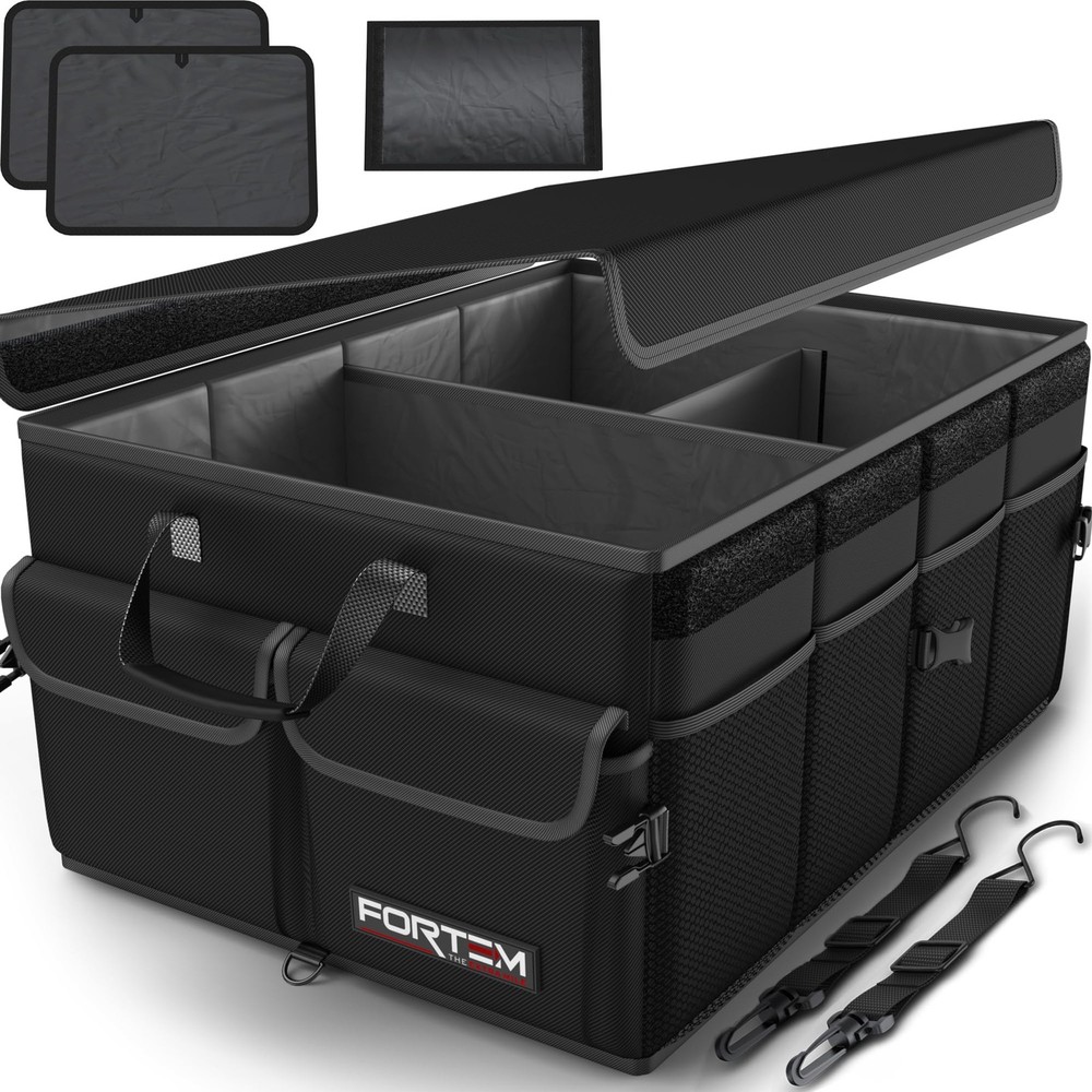 FORTEM Car Trunk Organizer, Collapsible Multi Compartment Car Organizer,