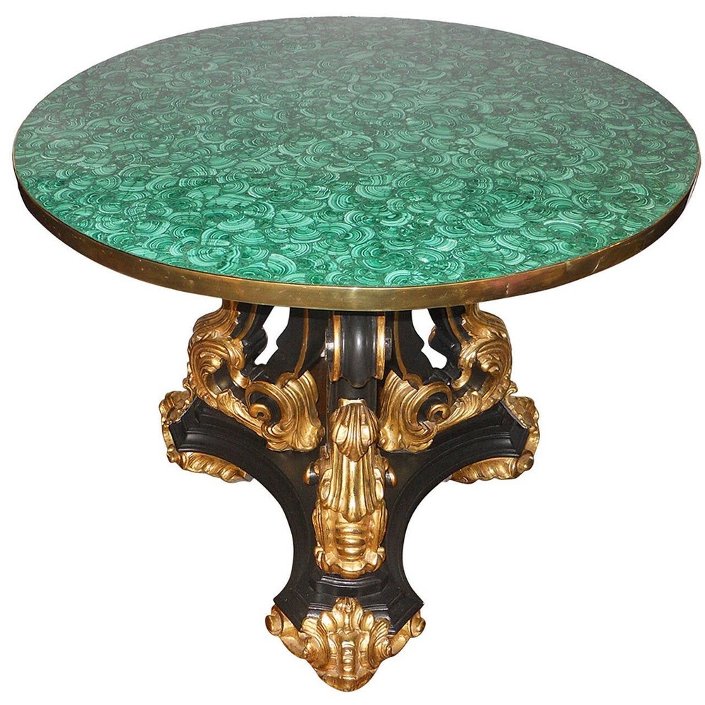 24x24 Malachite Round Coffee Table for Living Room Centerpiece Decor