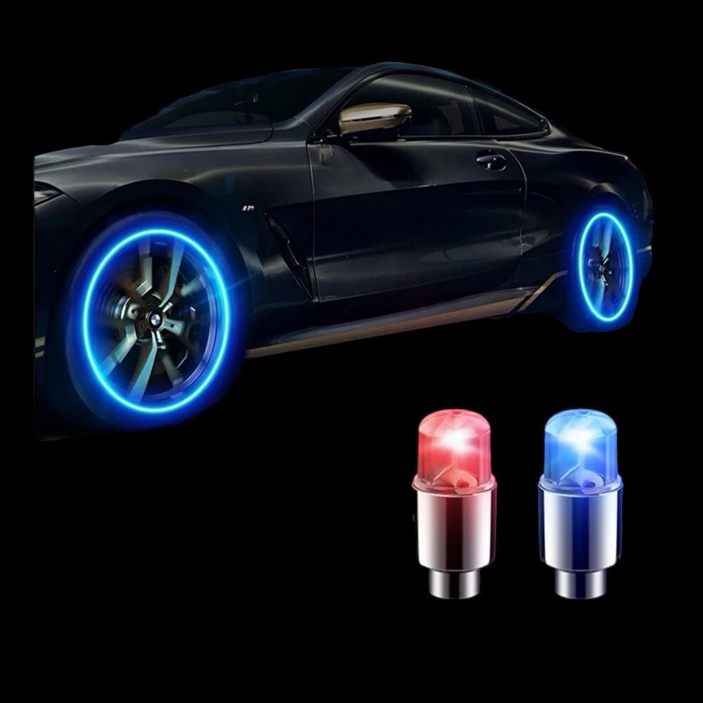 2-Pack LED Wheel Tire Valve Stem Light Caps for Cars