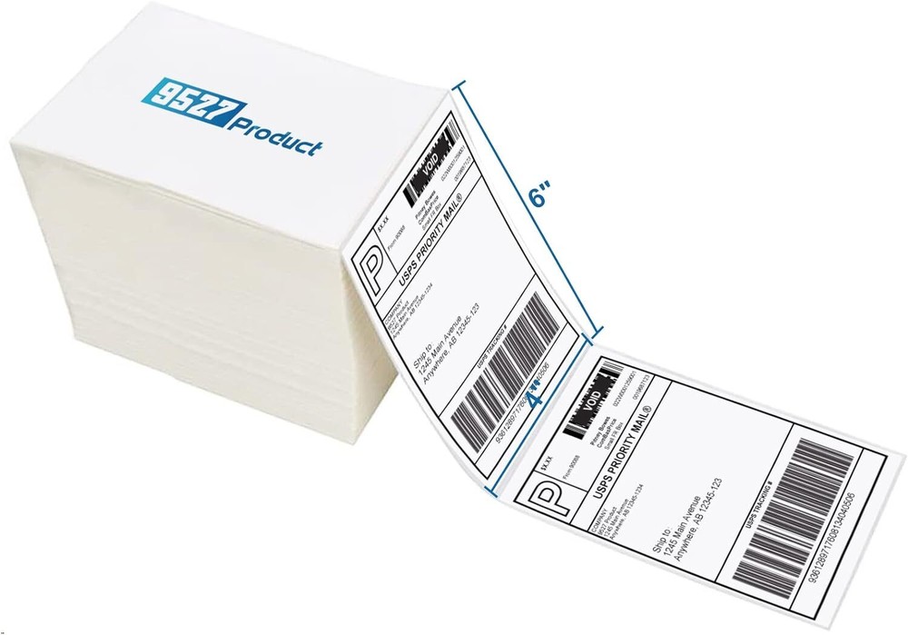 4x6 Direct Thermal Fanfold Shipping Labels White Perforated 9527