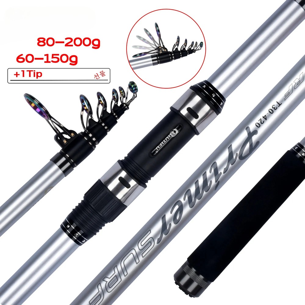 Telescopic Surf Fishing Rods Spinning Power Throw Surfcasting Shore Pole New