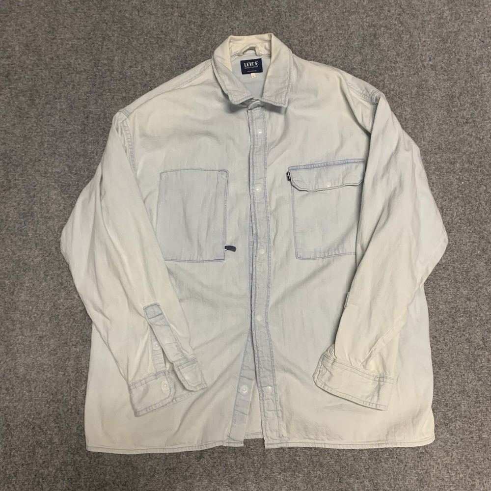 Levi's Made and Crafted MEN'S LARGE Western Denim Long Sleeve Shirt Snap Buttons