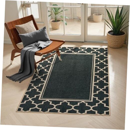 Washable 3x5 Jute Moroccan Rug for Indoor Outdoor Patio Use