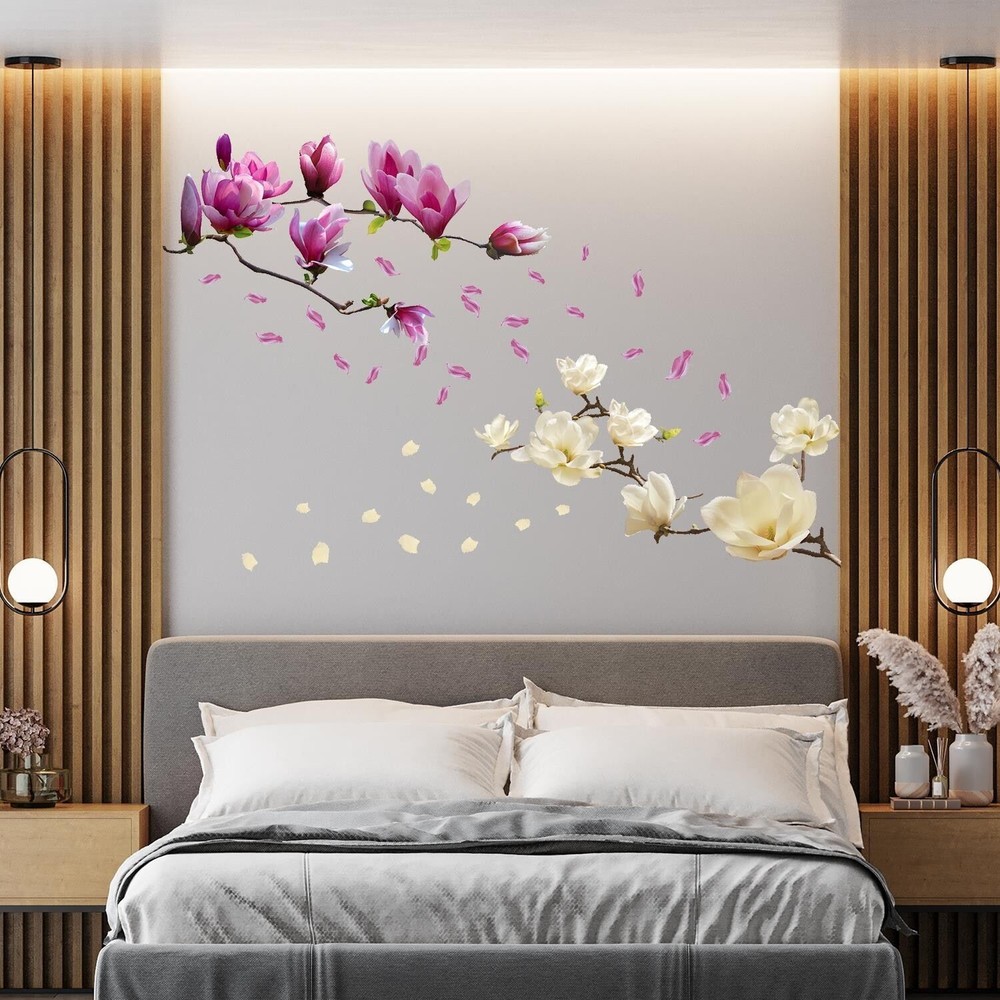 Walplus Wall Sticker Red and White Magnolia Flowers Home Multi Medium