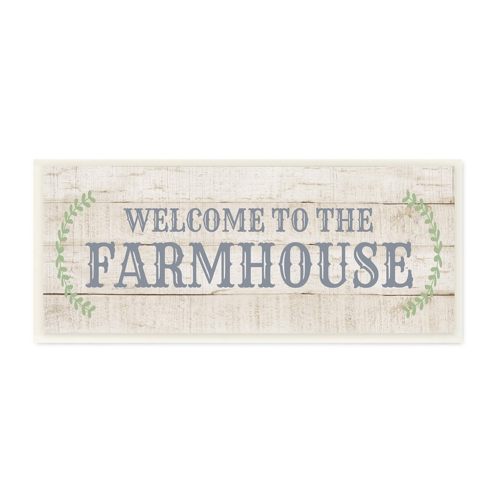 Stupell Welcome To The Farmhouse Phrase Country Plank Tan 17 x 7