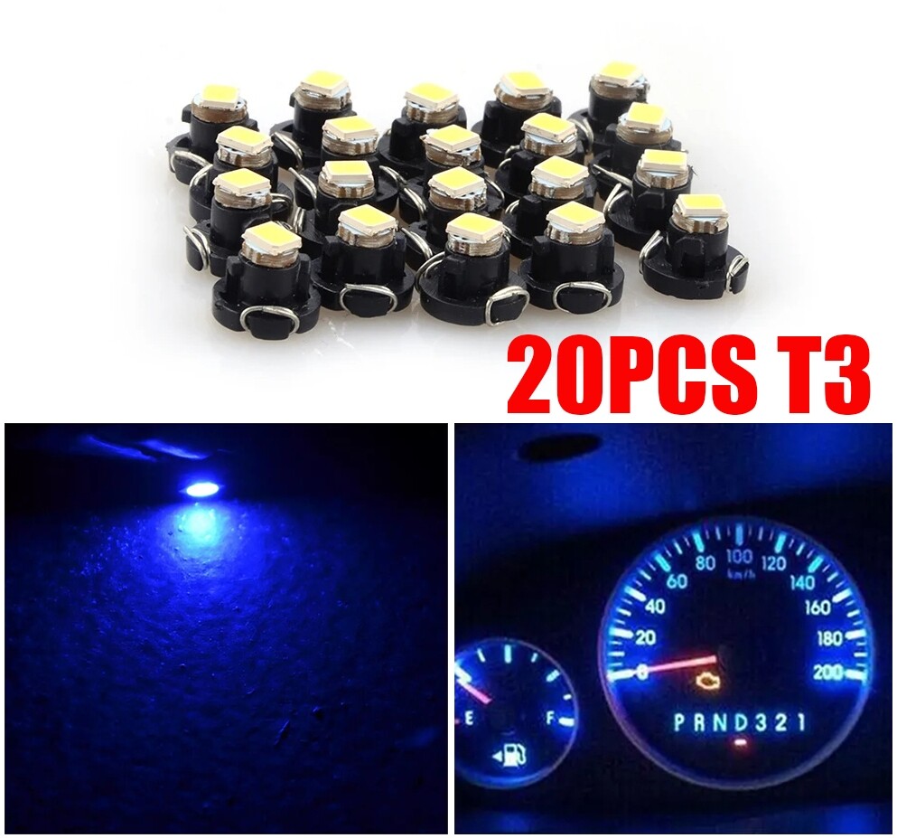 Blue 3030 1-SMD T3 Neo Wedge LED Cluster Instrument Dash Panel Lights Bulb 20PCS