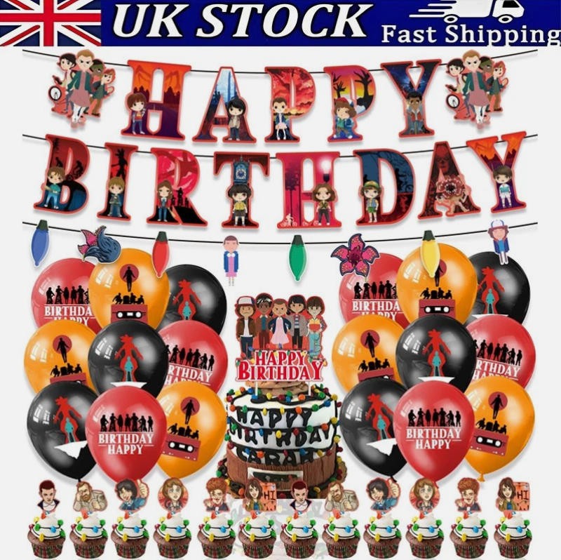 Cake Topper Decor Set Balloon New Stranger Things Kid Birthday Party With Banner