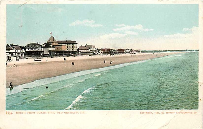 ME, Old Orchard, Maine, North from Ocean Pier, Beach Scene, Detroit Photographic