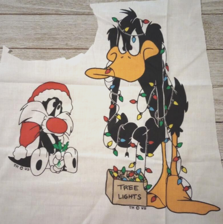 Looney Tunes Daffy Duck Christmas Fabric Panel 12x6 Inches Large Print USA