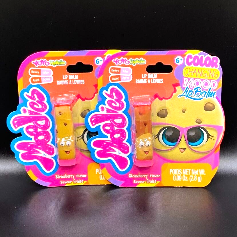 Color-Changing Strawberry YoYo Moodies Lip Balm Pack of 2