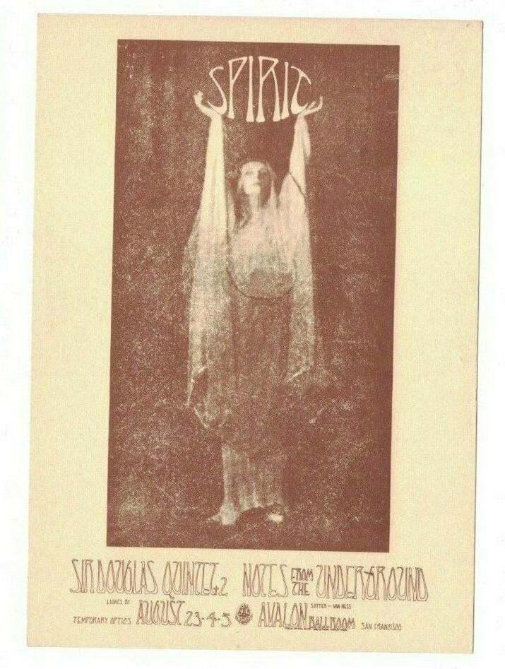 SPIRIT UNDERGROUND AVALON BALLROOM 1968 FAMILY DOG POSTCARD FD-134 N/M B-17