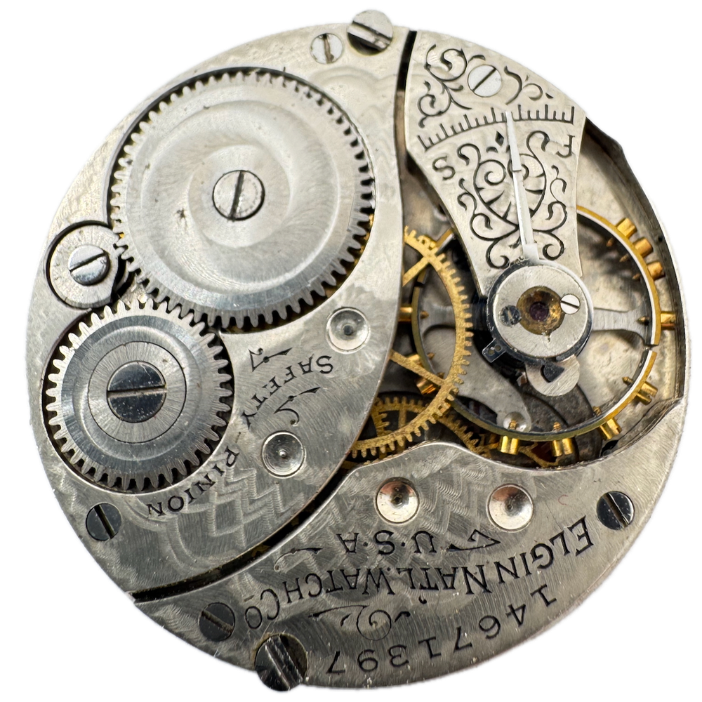 Antique 1910 Elgin 7 Jewel Hunter Pocket Watch Movement 320 USA