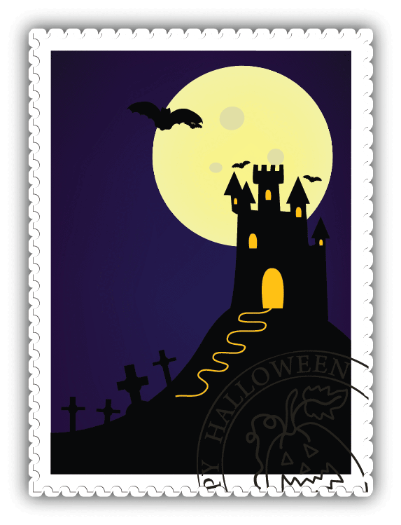 Halloween House Postage Mark Funny Car Bumper Sticker Decal