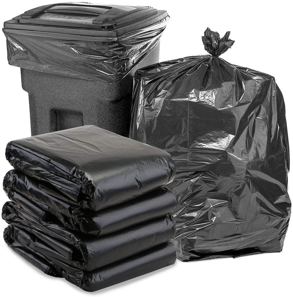 65 Gallon Trash Bags,25 Pack Extra-Large Black Heavy Duty Trash Can Liners,Trash