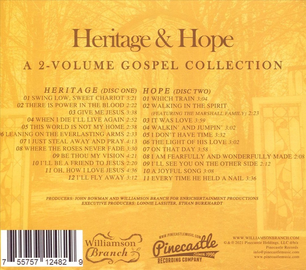 WILLIAMSON BRANCH HERITAGE & HOPE: A 2 VOLUME GOSPEL COLLECTION NEW CD