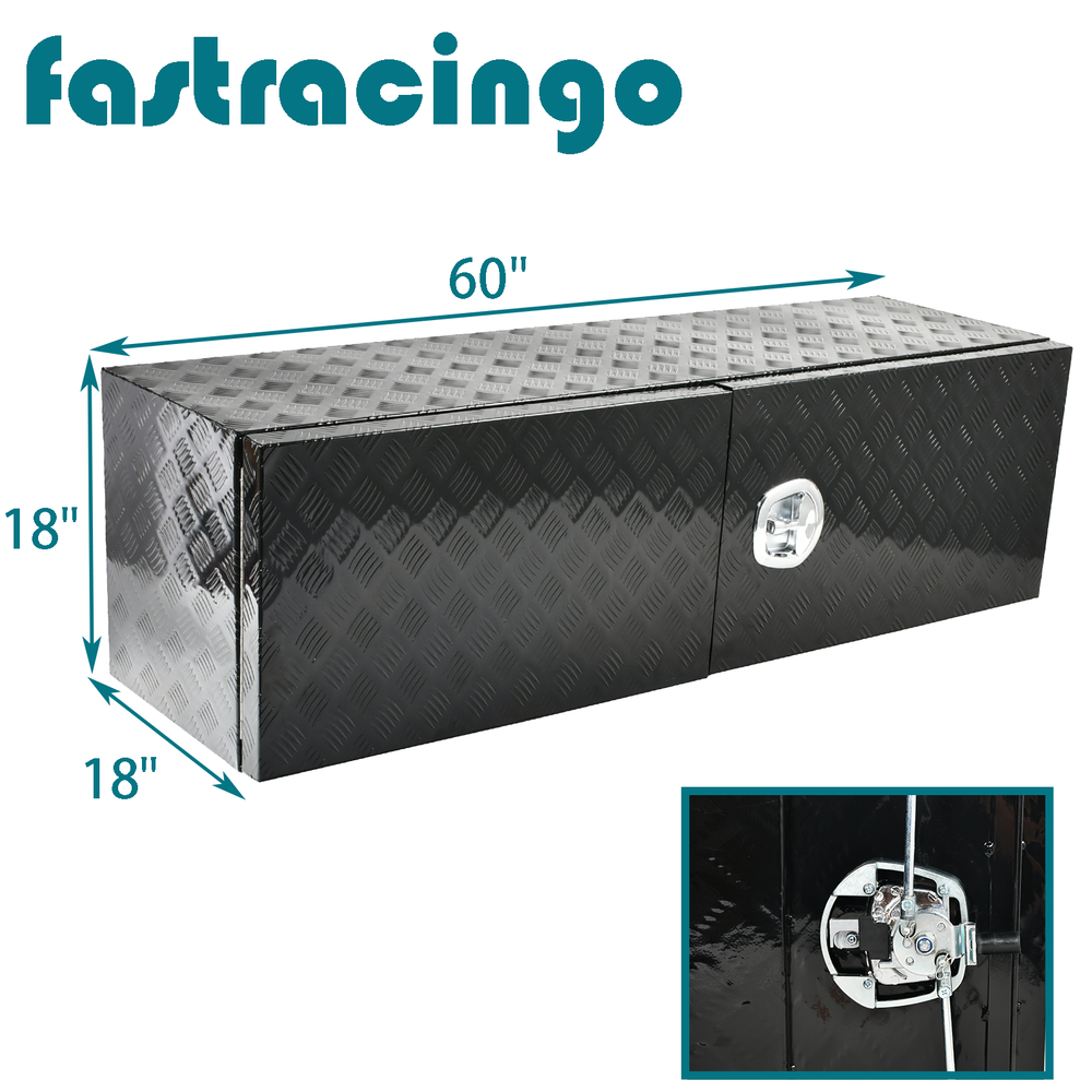 60-Inch Aluminum Pickup Truck Bed Tool Box with Barn Door and Lock