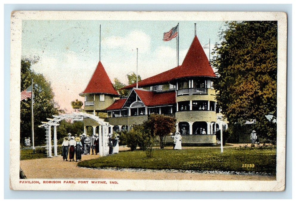 c1910's Pavilion Robinson Park Fort Wayne Indiana IN Posted Antique Postcard