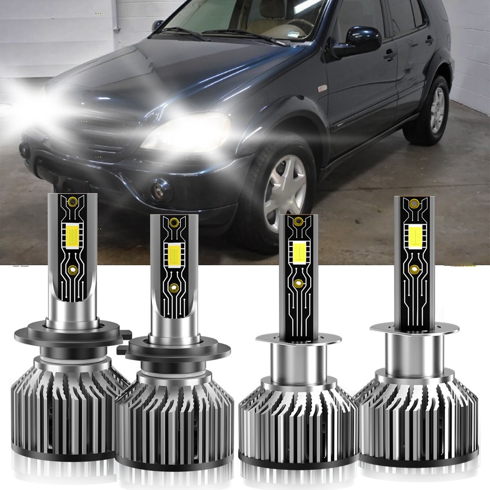 H1+H7 LED Headlight CSP Bulb High Low Beam For Mercedes-Benz ML430 1999-2001
